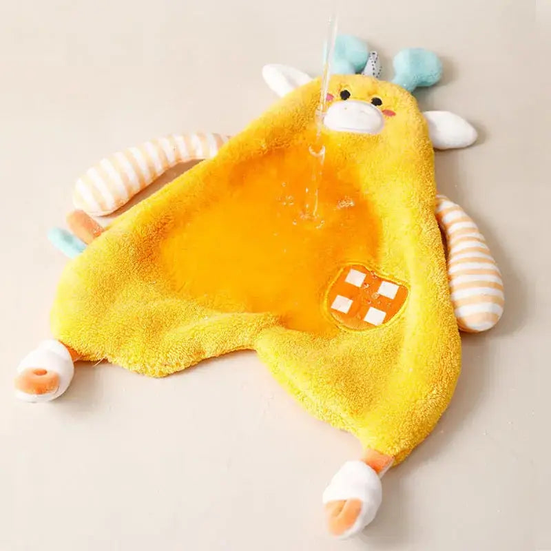 Yellow giraffe cartoon animals hand towel with striped arms and legs decorbites cartoon animals for bathroom and kitchen decor