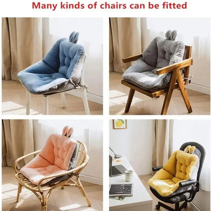 Yellow and gray plush bunny ear chair cushion with tufted decorbites cartoon velvet for bedroom back support