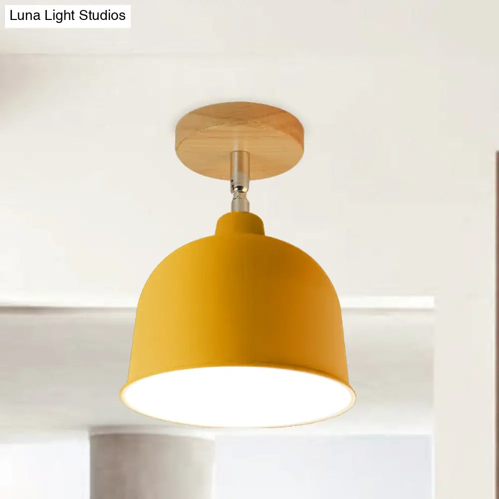 DecorBites™ DecorBites™ Yellow/Green Metallic Dome Shade Semi-Flush Ceiling Light for Bedroom