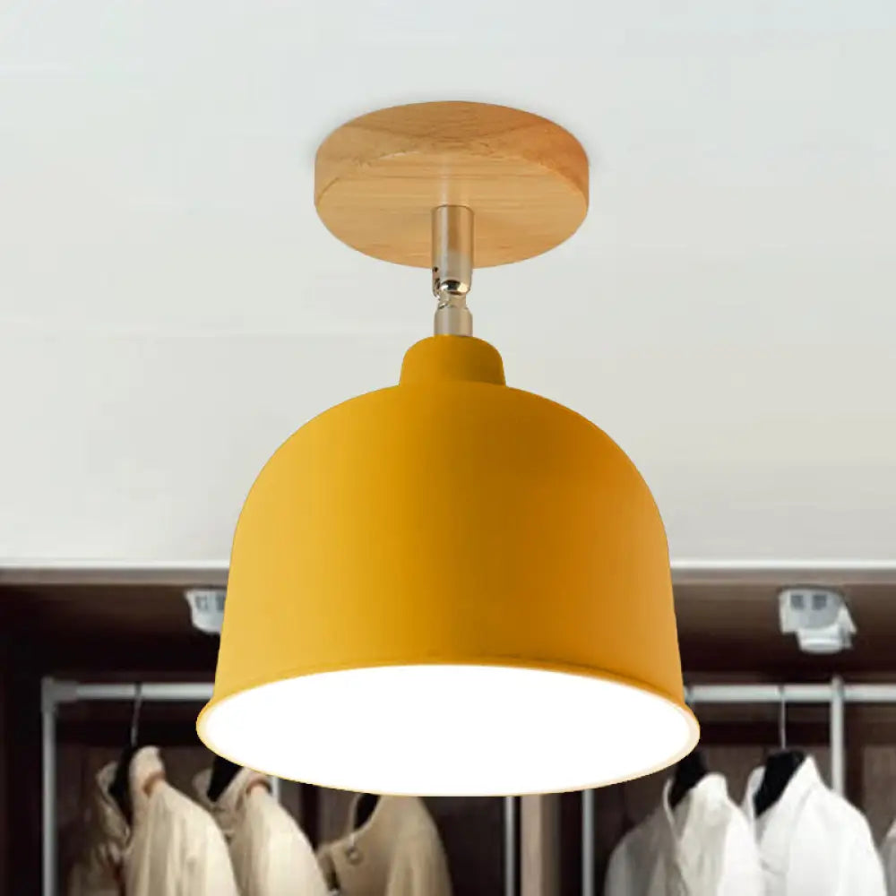 DecorBites™ DecorBites™ Yellow/Green Metallic Dome Shade Semi-Flush Ceiling Light for Bedroom
