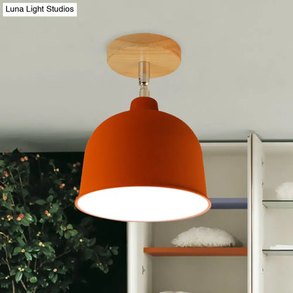 DecorBites™ DecorBites™ Yellow/Green Metallic Dome Shade Semi-Flush Ceiling Light for Bedroom