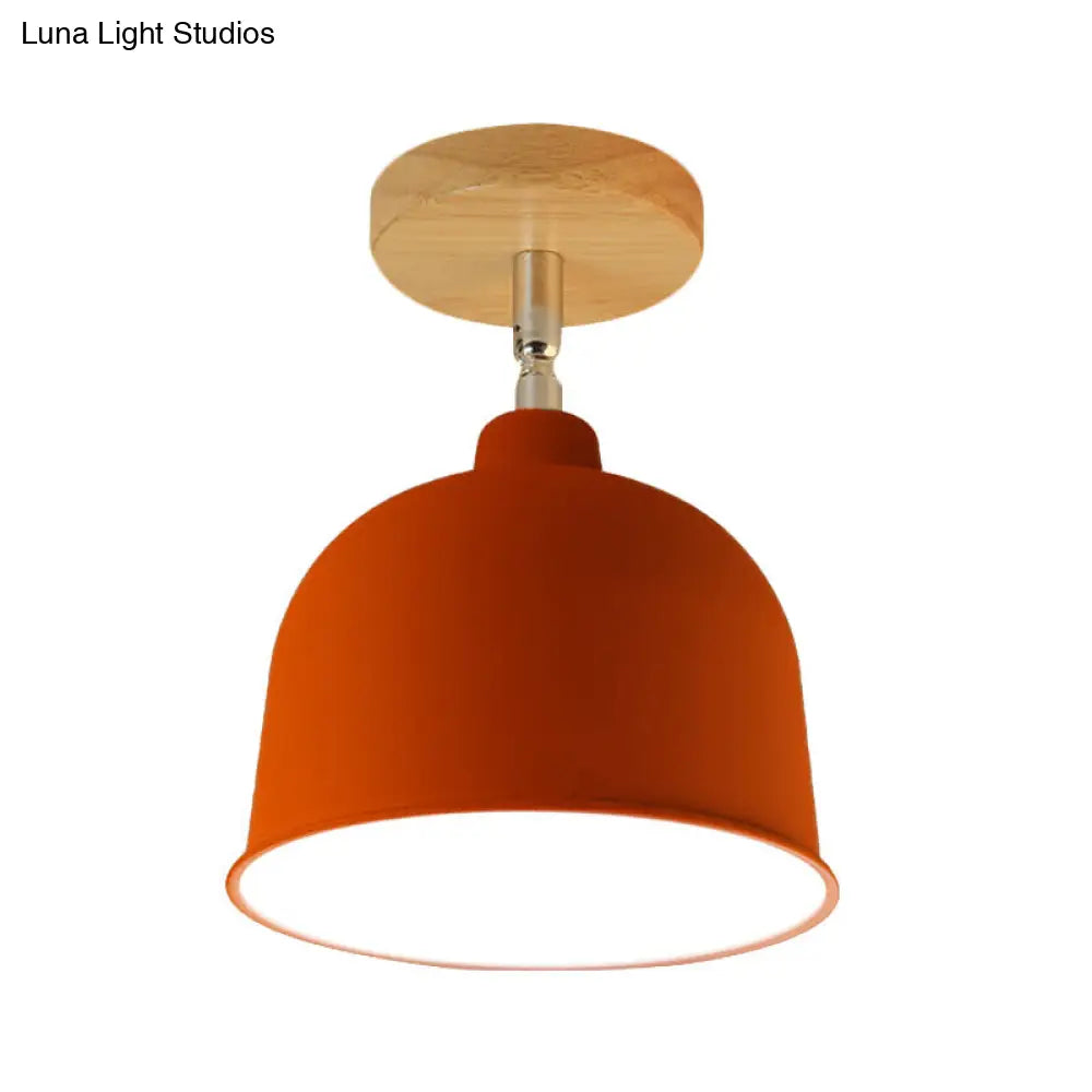 DecorBites™ DecorBites™ Yellow/Green Metallic Dome Shade Semi-Flush Ceiling Light for Bedroom