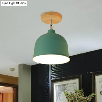 DecorBites™ DecorBites™ Yellow/Green Metallic Dome Shade Semi-Flush Ceiling Light for Bedroom