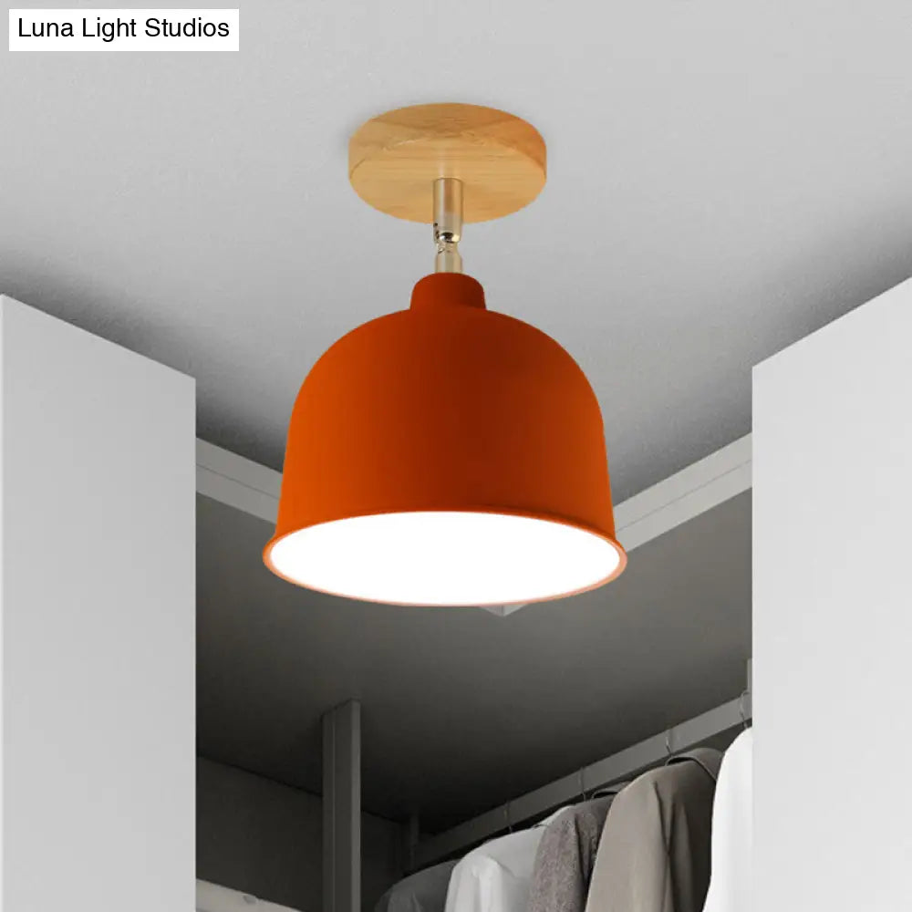 DecorBites™ DecorBites™ Yellow/Green Metallic Dome Shade Semi-Flush Ceiling Light for Bedroom