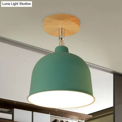 DecorBites™ DecorBites™ Yellow/Green Metallic Dome Shade Semi-Flush Ceiling Light for Bedroom