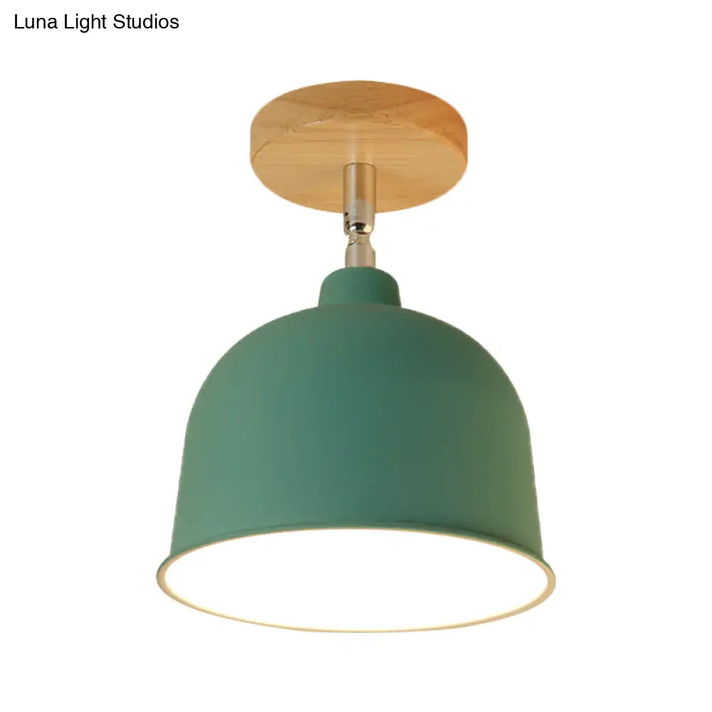 DecorBites™ DecorBites™ Yellow/Green Metallic Dome Shade Semi-Flush Ceiling Light for Bedroom