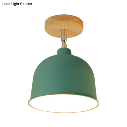 DecorBites™ DecorBites™ Yellow/Green Metallic Dome Shade Semi-Flush Ceiling Light for Bedroom