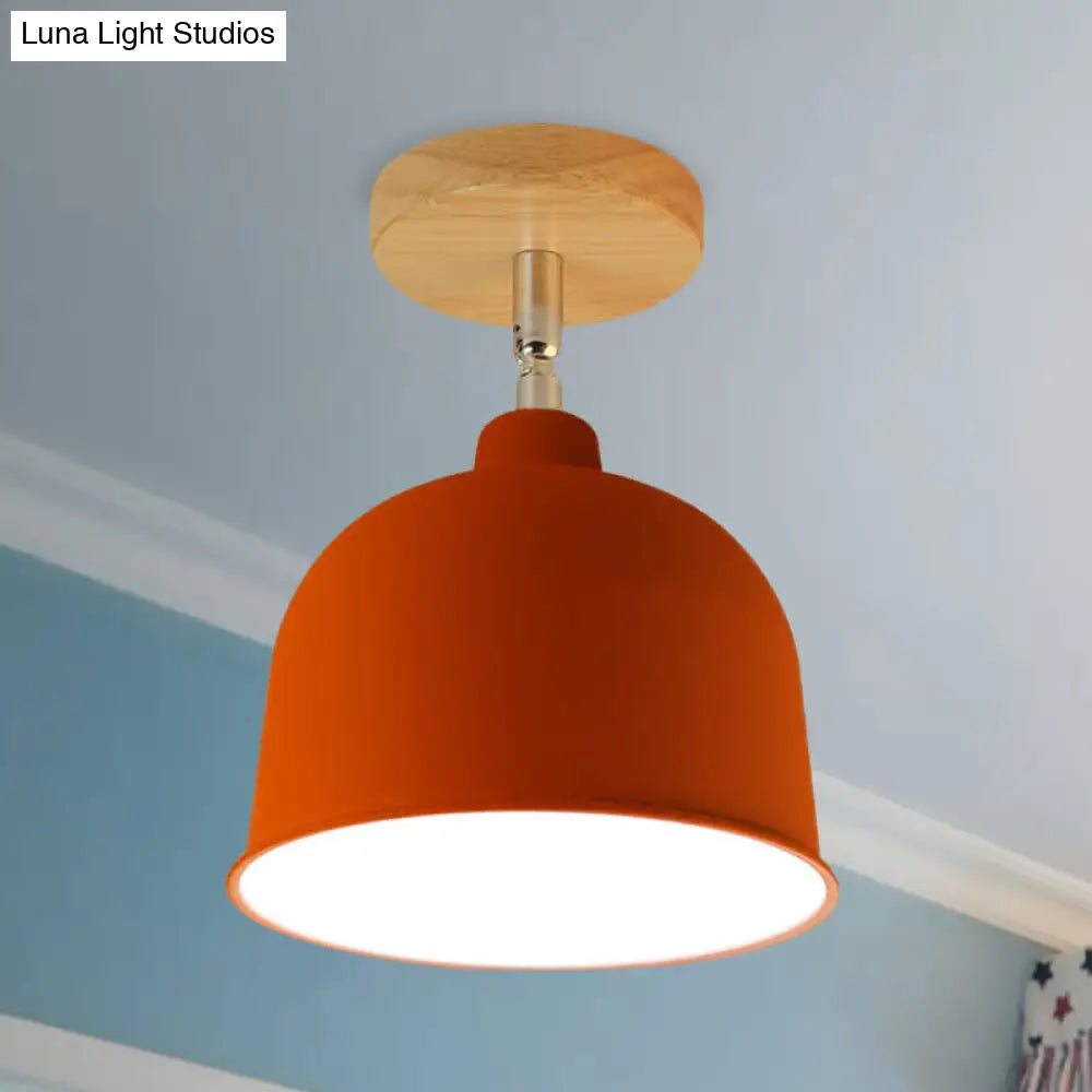 DecorBites™ DecorBites™ Yellow/Green Metallic Dome Shade Semi-Flush Ceiling Light for Bedroom