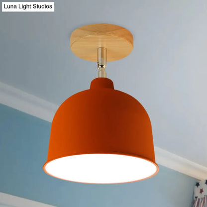 DecorBites™ DecorBites™ Yellow/Green Metallic Dome Shade Semi-Flush Ceiling Light for Bedroom