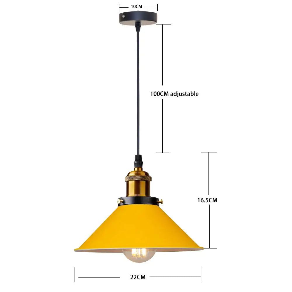 Yellow nordic pendant light featuring a vibrant conical shade with brass finish and black mounting hardware decorbites colorful nordic fixture