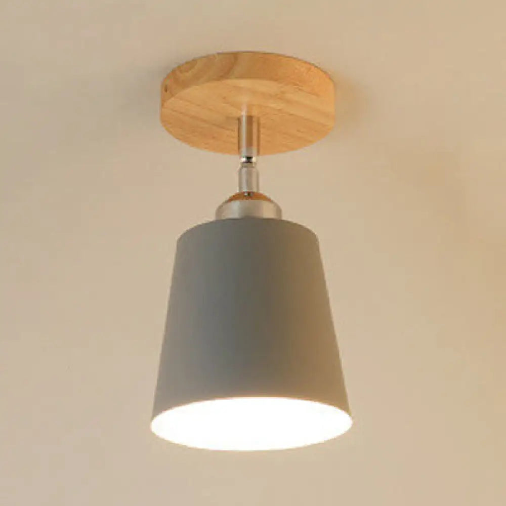 DecorBites™ DecorBites™ Yellow/Pink Macaron Metal Semi-Flush Bedroom Ceiling Light with Tapered Design & 1 Bulb