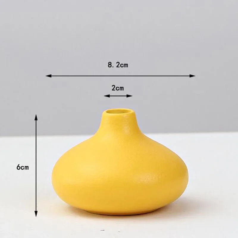 Yellow Porcelain Flower Vase for Home Decor