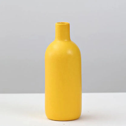 Yellow Porcelain Flower Vase for Home Decor - Vase