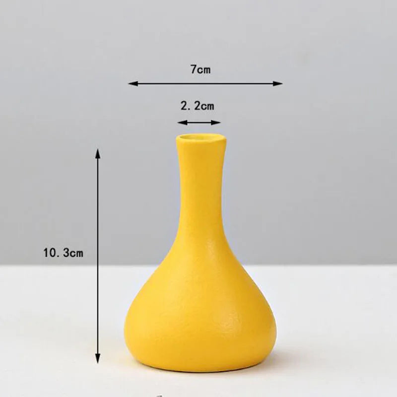 Yellow Porcelain Flower Vase for Home Decor