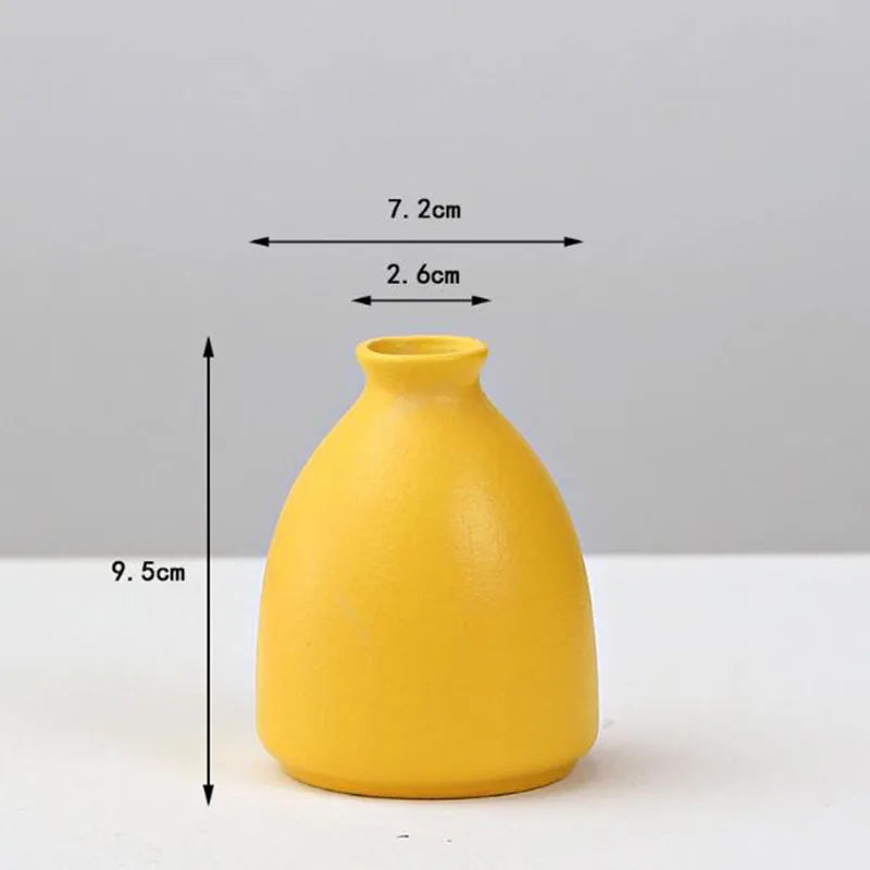 Yellow Porcelain Flower Vase for Home Decor