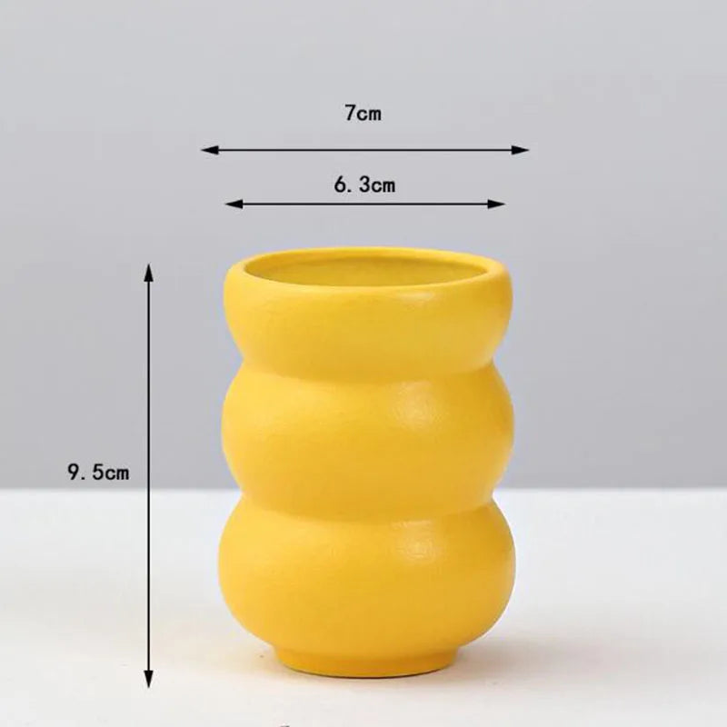 Yellow Porcelain Flower Vase for Home Decor