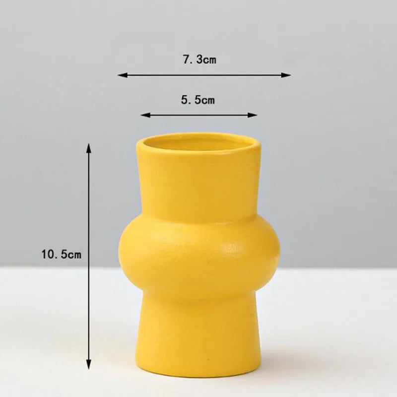 Yellow Porcelain Flower Vase for Home Decor