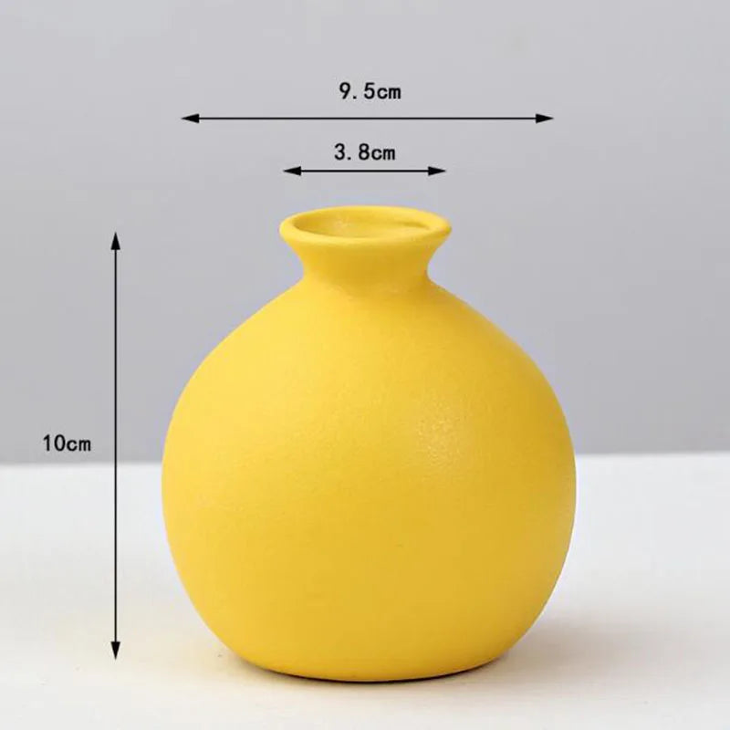 Yellow Porcelain Flower Vase for Home Decor
