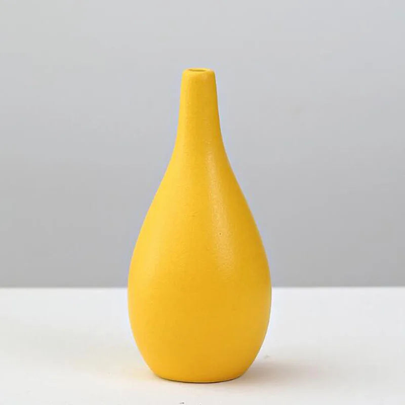 Yellow Porcelain Flower Vase for Home Decor - Vase
