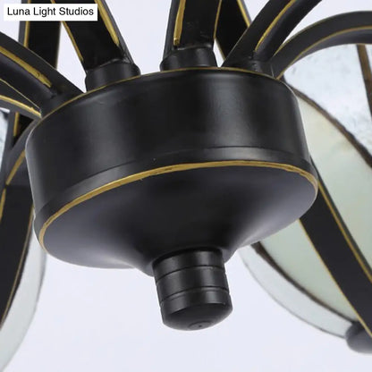 Yellow/Red Tiffany Flower Chandelier Pendant Light with Frosted Glass - 3/6/8 Lights