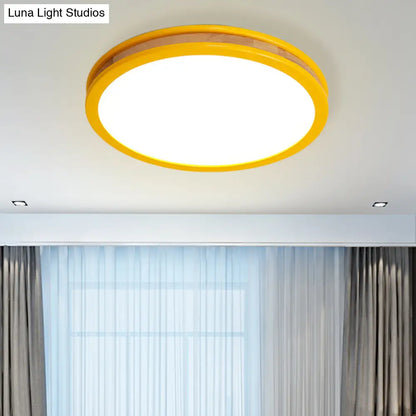 DecorBites™ DecorBites™ Yellow Round Flushmount LED Wood Ceiling Light for Bedroom - 12"/16" Dia