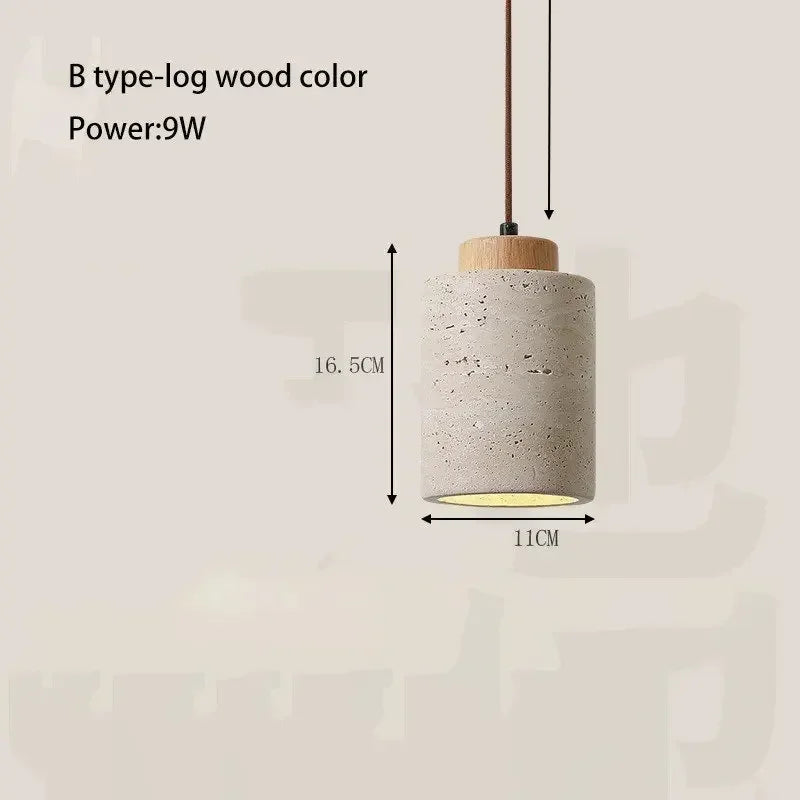 Yellow Stone LED Pendant Chandelier - Retro Nordic Style - Warm light 3000K / log wood-3000k / CHINA