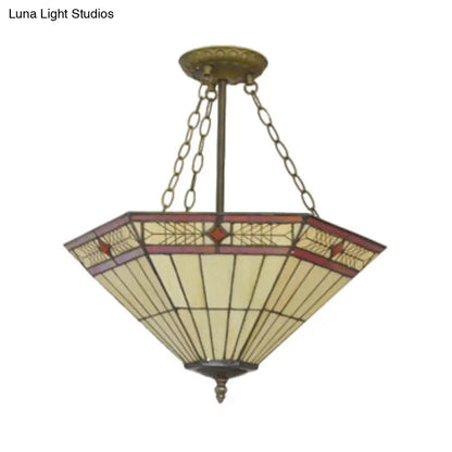 Yellow Tiffany Art Glass Pendant Light – Craftsman Restaurant Chandelier