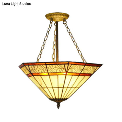 Yellow Tiffany Art Glass Pendant Light – Craftsman Restaurant Chandelier