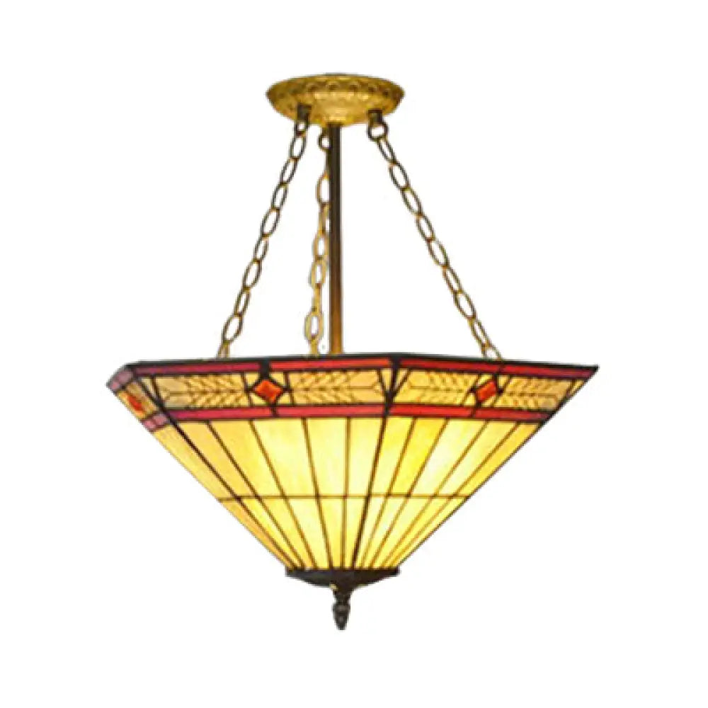 Yellow Tiffany Art Glass Pendant Light – Craftsman Restaurant Chandelier