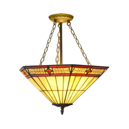 Yellow Tiffany Art Glass Pendant Light – Craftsman Restaurant Chandelier