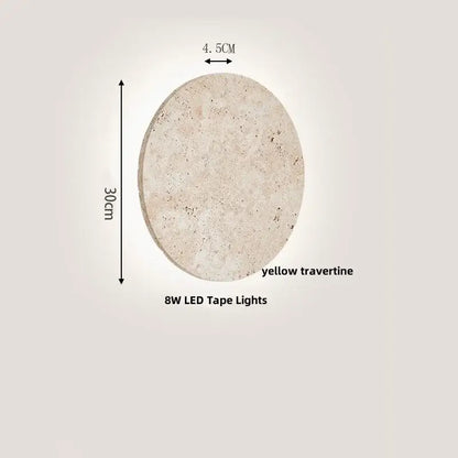 Yellow travertine circular led wall lights with 8w led tape for bedroom decorbites led wall sconce set