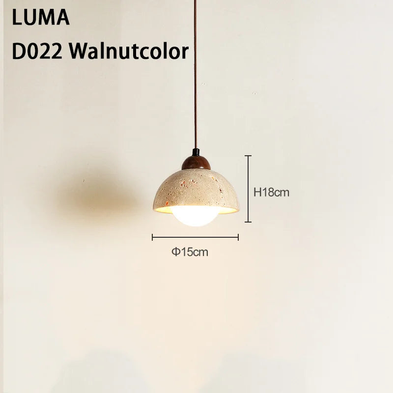 Yellow Travertine Pendant Light for Kitchen Island - D022 Walnut Color / 6000K