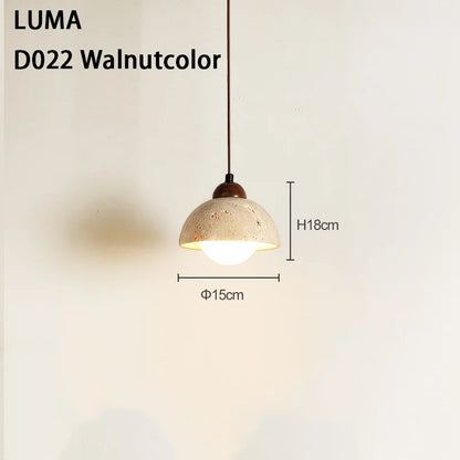 Yellow Travertine Pendant Light for Kitchen Island - D022 Walnut Color / 6000K