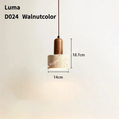 Yellow Travertine Pendant Light for Kitchen Island - D024 Walnut Color / 6000K