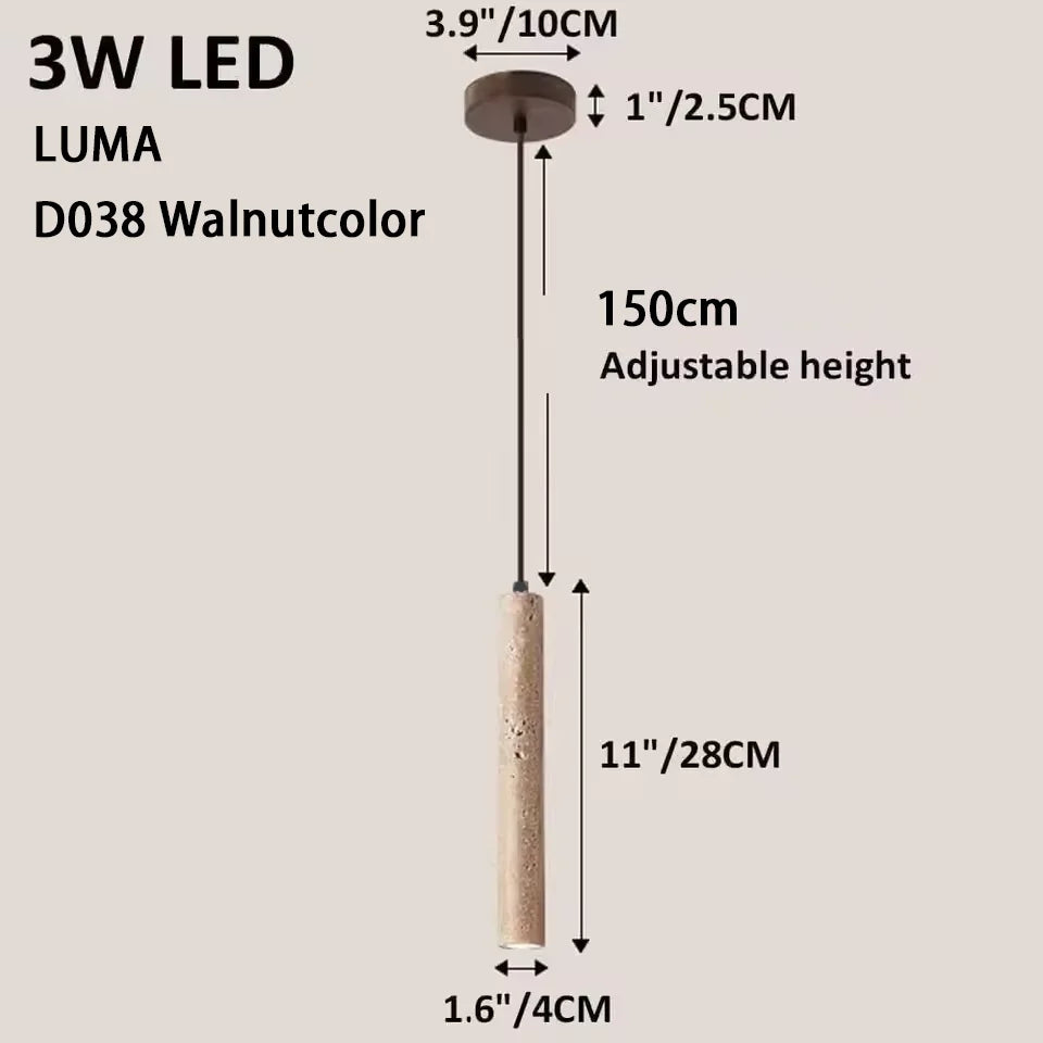 Yellow Travertine Pendant Light for Kitchen Island - D038 H28cm / 4000K