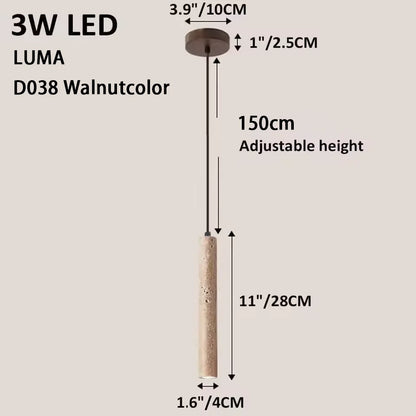 Yellow Travertine Pendant Light for Kitchen Island - D038 H28cm / 4000K