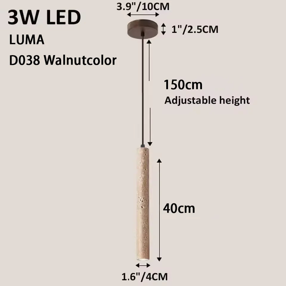 Yellow Travertine Pendant Light for Kitchen Island - D038 H40cm / 6000K