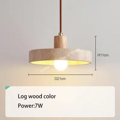 Yellow Travertine Pendant Light for Kitchen Island - D059 Log Color / 6000K