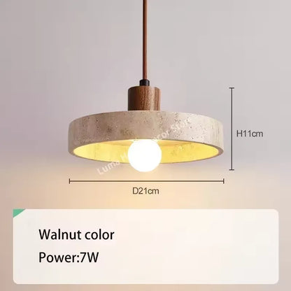 Yellow Travertine Pendant Light for Kitchen Island - D059 Walnut Color / 4000K