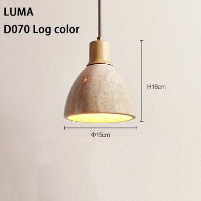 Yellow Travertine Pendant Light for Kitchen Island - D070 Log Color / 3000K