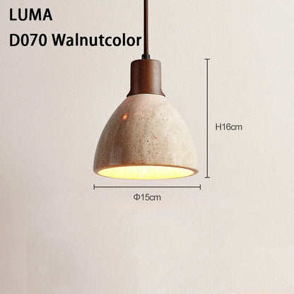 Yellow Travertine Pendant Light for Kitchen Island - D070 Walnut Color / 6000K