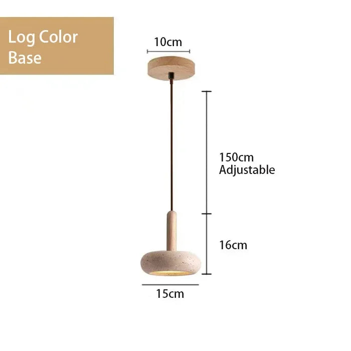 Yellow Travertine Pendant Light for Kitchen Island - D079 Log Base / 3000K