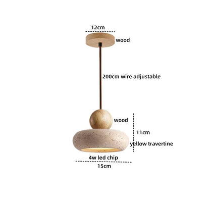 Yellow Travertine Pendant Light for Kitchen Island - D079A Log Base / 6000K