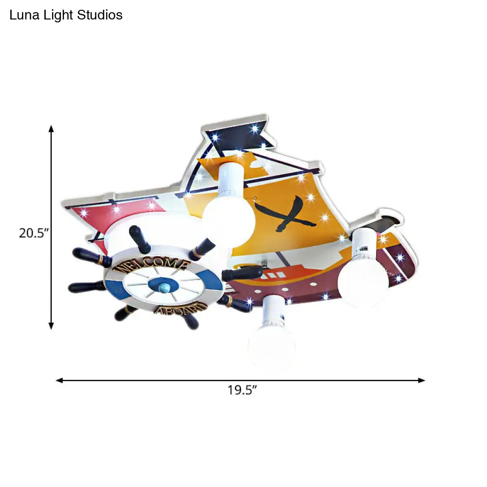 DecorBites™ DecorBites™ Yellow Wooden Ceiling Flush Mount Pendant Light with Cartoon Rudder Design