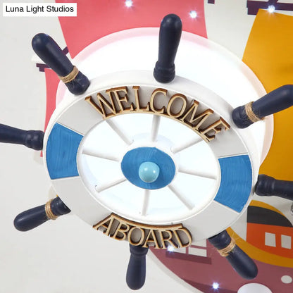 DecorBites™ DecorBites™ Yellow Wooden Ceiling Flush Mount Pendant Light with Cartoon Rudder Design