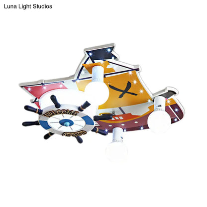 DecorBites™ DecorBites™ Yellow Wooden Ceiling Flush Mount Pendant Light with Cartoon Rudder Design
