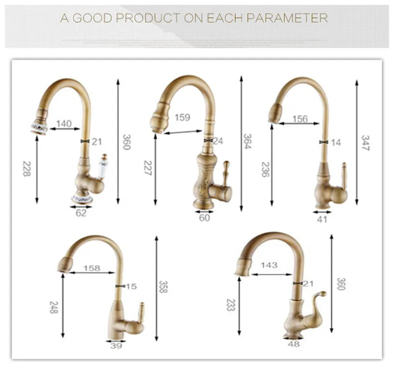 Antique brass single hole mixer tap with ornate detailing and curved spout for deck mounted vessel sink use