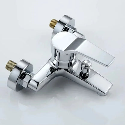 Chrome-finished zinc alloy bathroom faucet with sleek design and brass-threaded connections for cold water housing material
