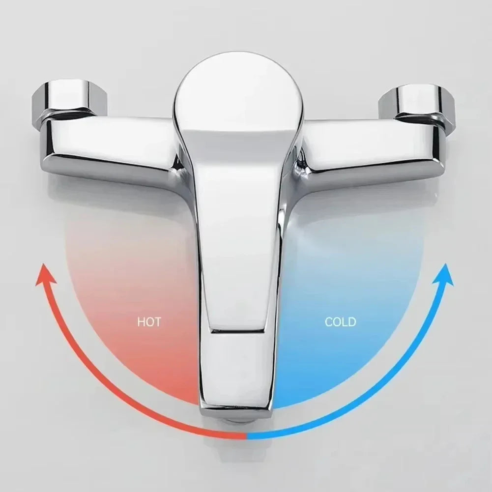 Chrome finished zinc alloy dual-handle bathtub faucet with hot and cold water controls and durable housing material